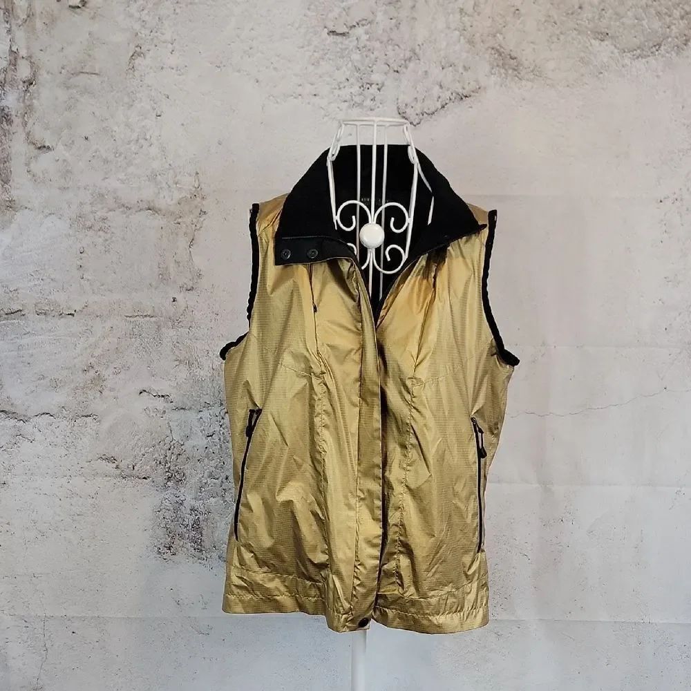 Lauren Active Vest Gold Shimmer and Black Women's Size L